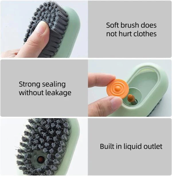 Multi-Purpose Shoe Brush with Soft Bristles & Automatic Liquid Dispenser