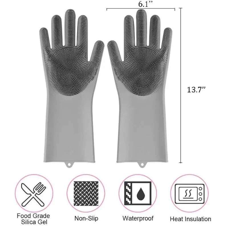 Silicone Full Finger Washing Gloves – Durable Kitchen & Cleaning Gloves
