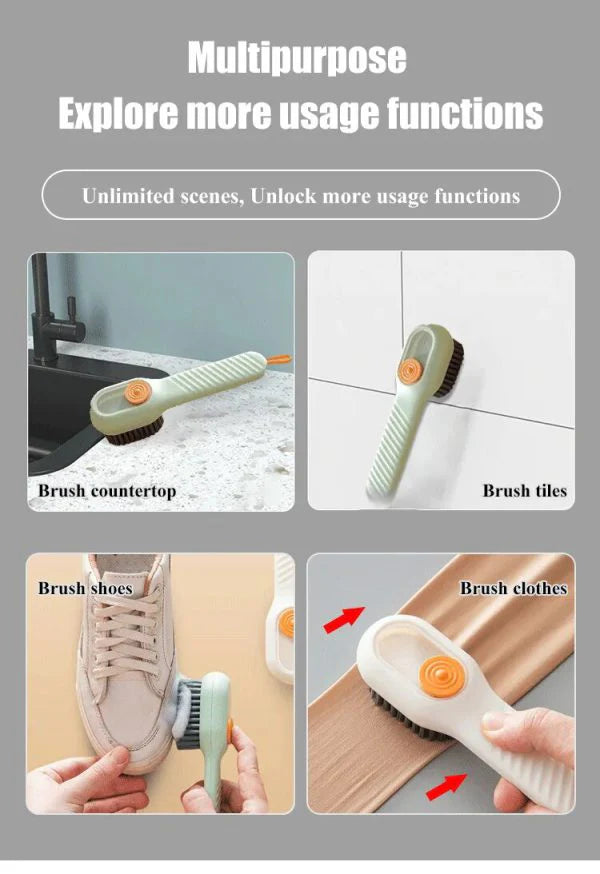 Multi-Purpose Shoe Brush with Soft Bristles & Automatic Liquid Dispenser