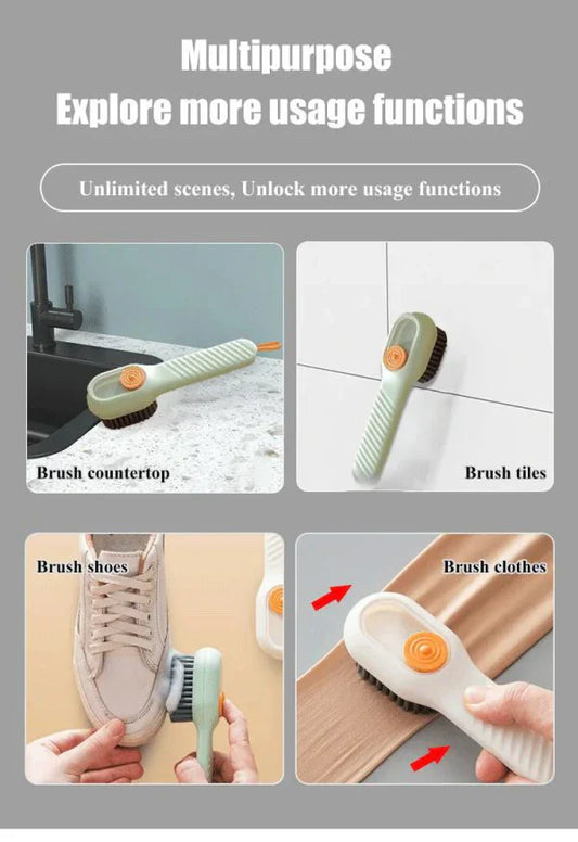 Multi-Purpose Shoe Brush with Soft Bristles & Automatic Liquid Dispenser