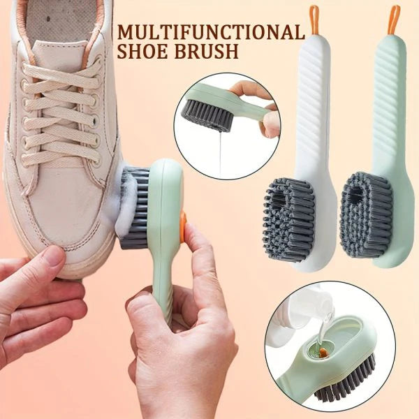 Multi-Purpose Shoe Brush with Soft Bristles & Automatic Liquid Dispenser