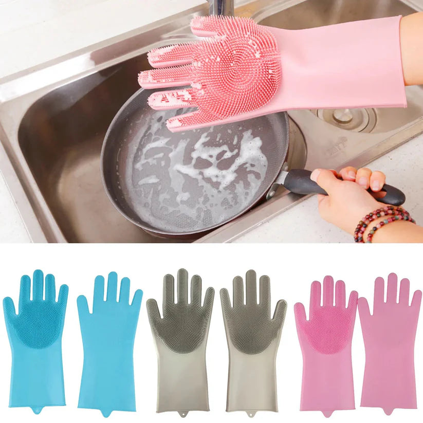 Silicone Full Finger Washing Gloves – Durable Kitchen & Cleaning Gloves